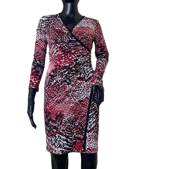 Calvin Klein Dresses & Skirts - Calvin Klein Multi Colors Wrap Style Knee Hi Dress  Sz 2